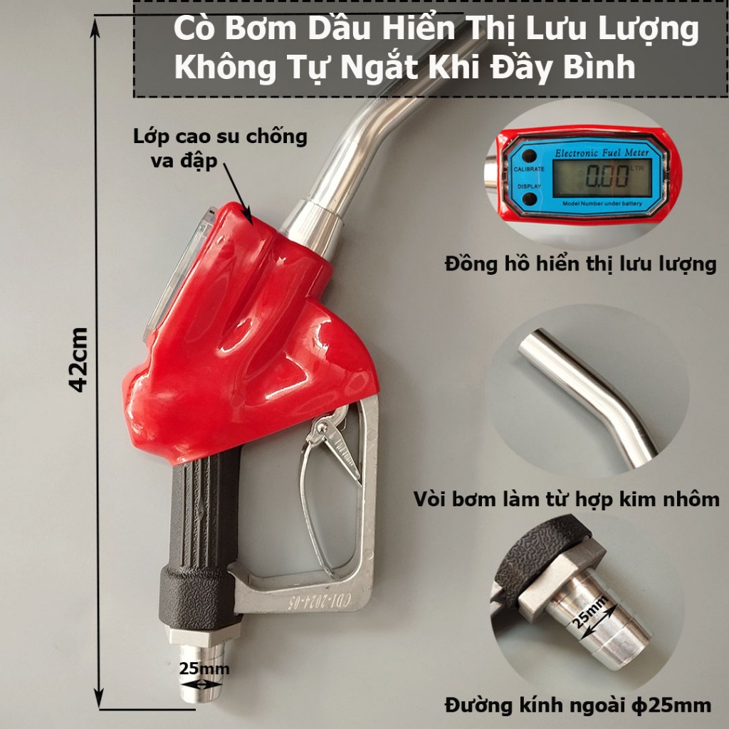 Cò bơm xăng dầu có đồng hồ và không đồng hồ