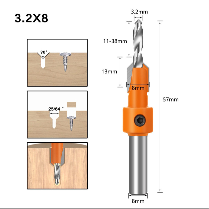 Mũi khoan doa âm vít gỗ 2 tầng - Thép HSS4341