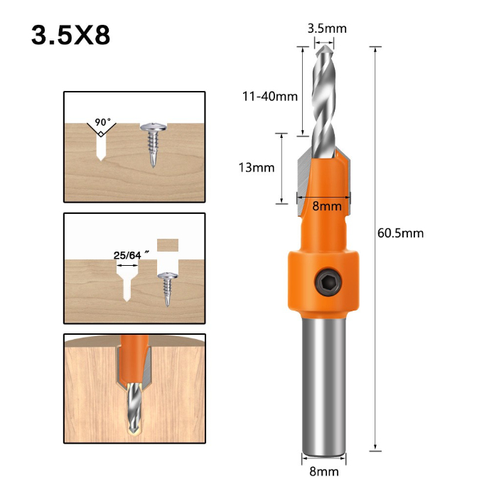 Mũi khoan doa âm vít gỗ 2 tầng - Thép HSS4341