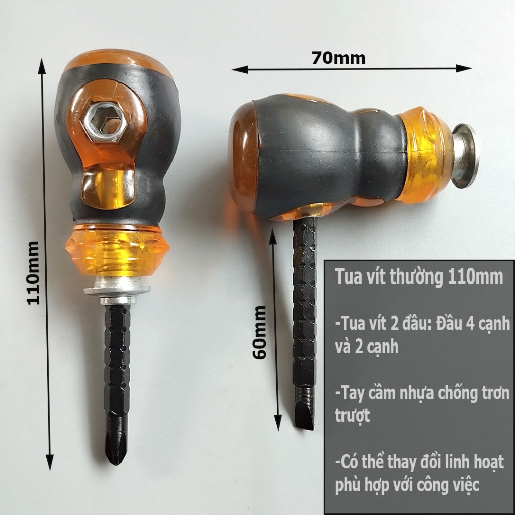 Các Loại Tua Vít Tự Động Đảo Chiều, Trợ Lực - Tô Vít 2 Đầu Từ tính Cán Bọc Cao Su