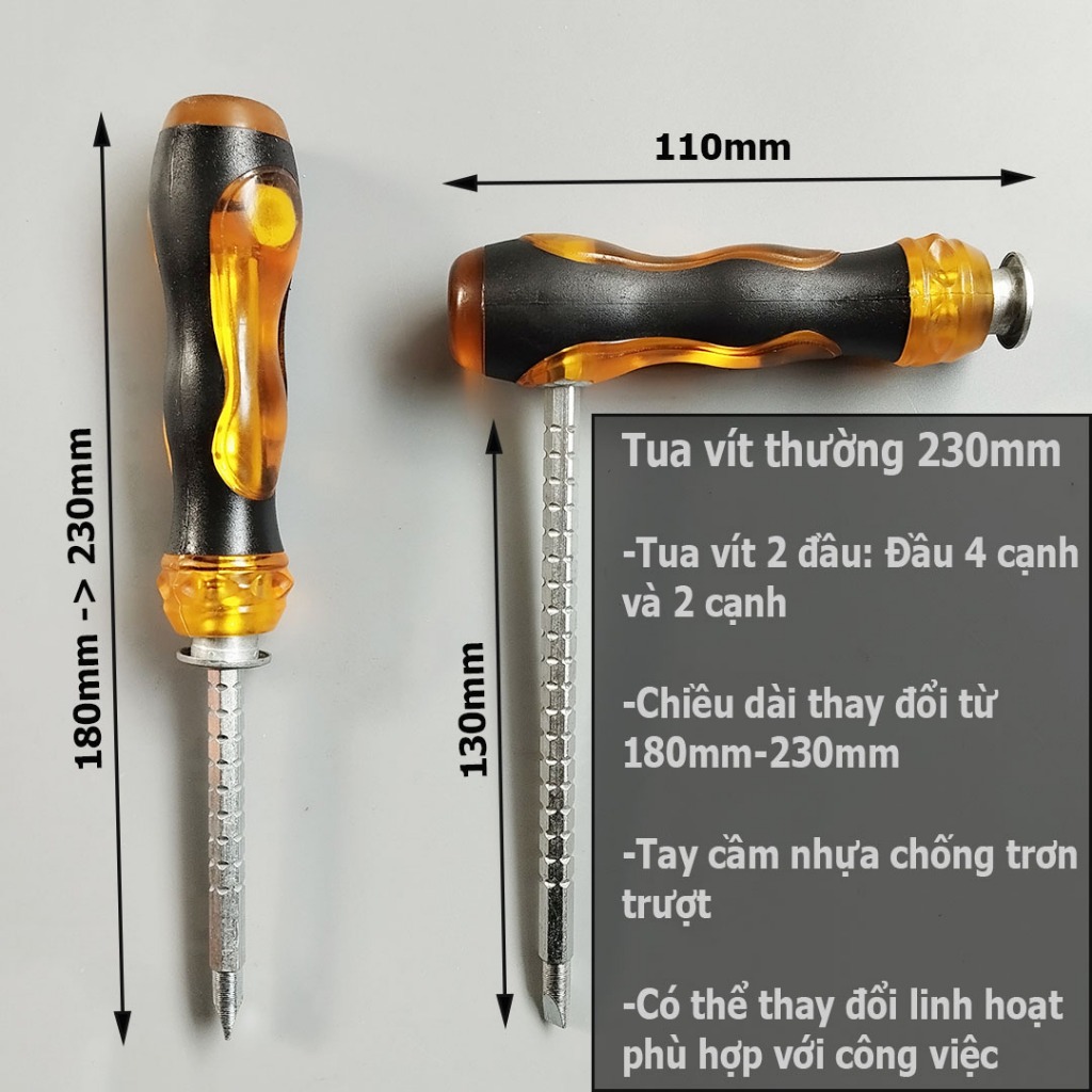 Các Loại Tua Vít Tự Động Đảo Chiều, Trợ Lực - Tô Vít 2 Đầu Từ tính Cán Bọc Cao Su