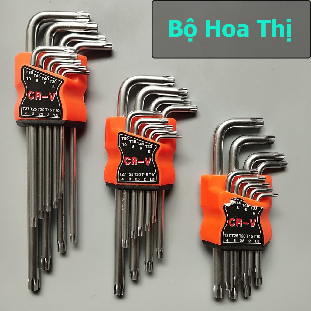 Bộ Lục Giác Hoa Thị Đa Năng 9 Chi Tiết - Lục giác Bi, Đầu Bông - Thép CR-V Siêu Cứng