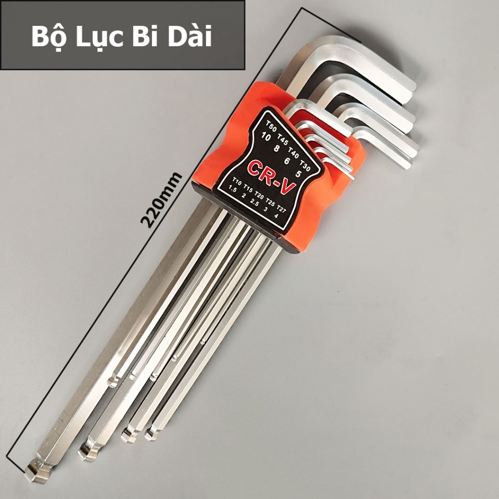 Bộ Lục Giác Hoa Thị Đa Năng 9 Chi Tiết - Lục giác Bi, Đầu Bông - Thép CR-V Siêu Cứng