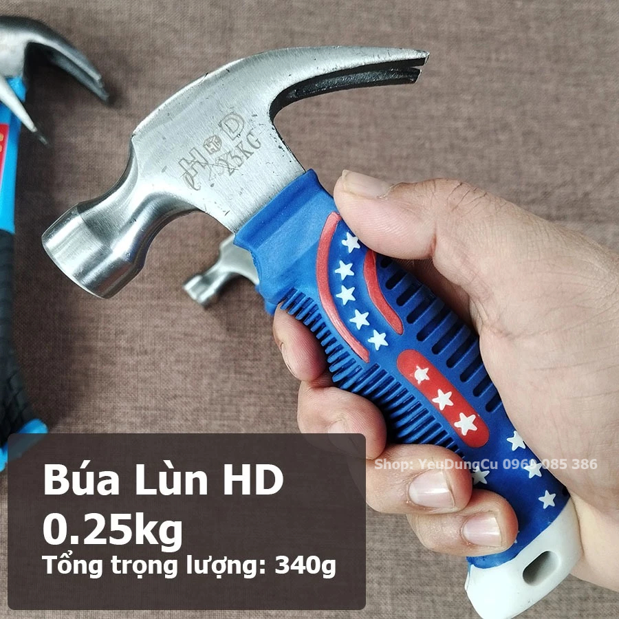 Búa Đóng Đinh Nguyên Khối HD - Tay cầm bọc cao su chắc chắn chuyên đóng