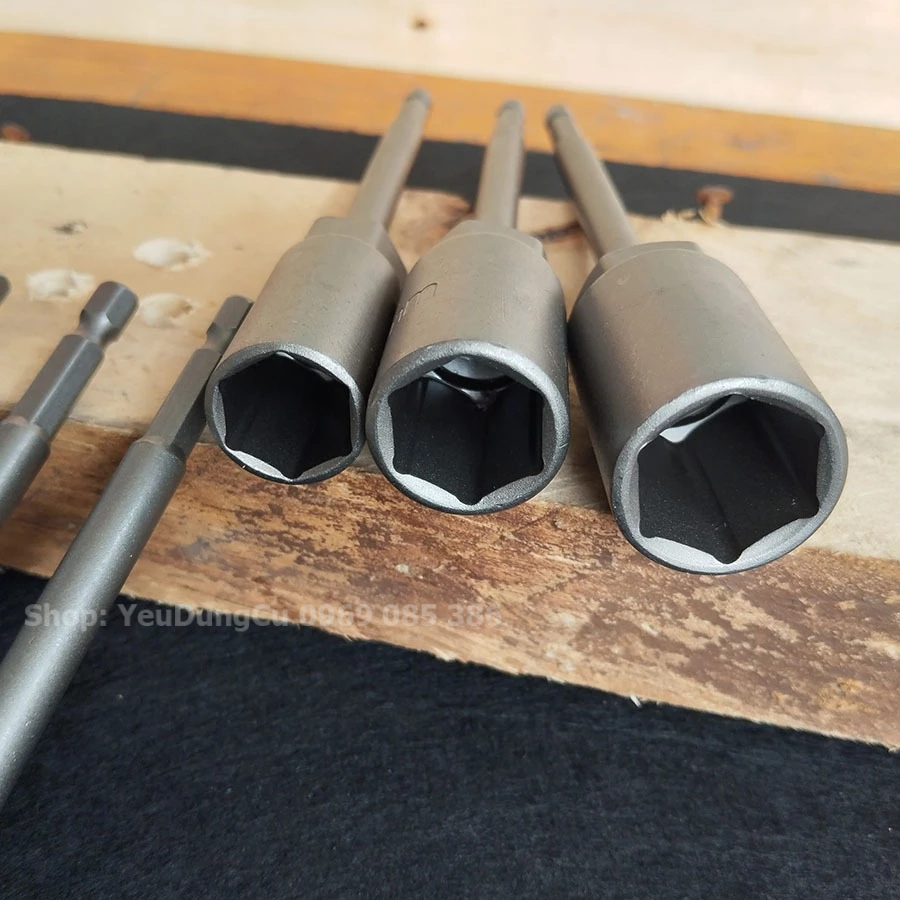 Khẩu Chụp Bulong Sâu Lòng Dài 150mm lắp nhanh cho máy Khoan Bắn Vít  Chân Lục Giác Các Cỡ 5.5 - 19mm