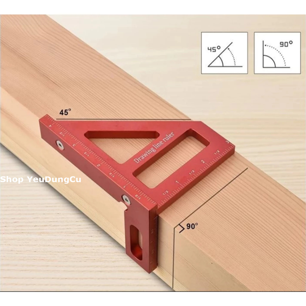 Thước Ke Góc Vuông 45 ° 90 ° - Thước Tam Giác Hợp Kim Nhôm (Hàng Chất Lượng)