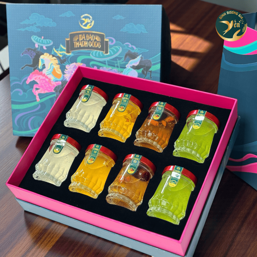 Set Quà 8 Hũ - Yến Chưng Tươi - Mã Đáo Thành Công