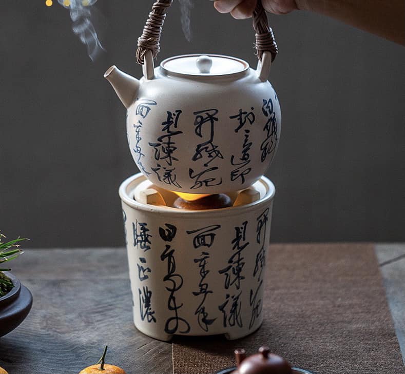 BẾP GỐM TRÁNG MEN SODA VẼ TAY THƯ PHÁP