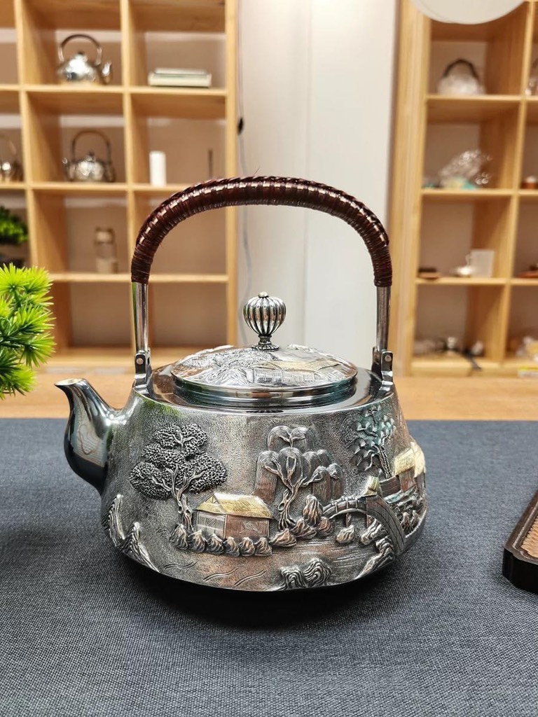 ẤM BẠC ĐUN NƯỚC 999 ẤM HỌA TIẾT PHONG CẢNH