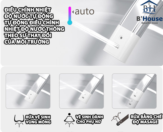 Bồn cầu thông minh giá rẻ, bồn cầu điện tử tự động BC 6938