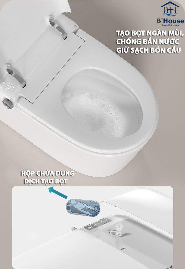 Bồn cầu thông minh giá rẻ, bồn cầu điện tử tự động BC 6938