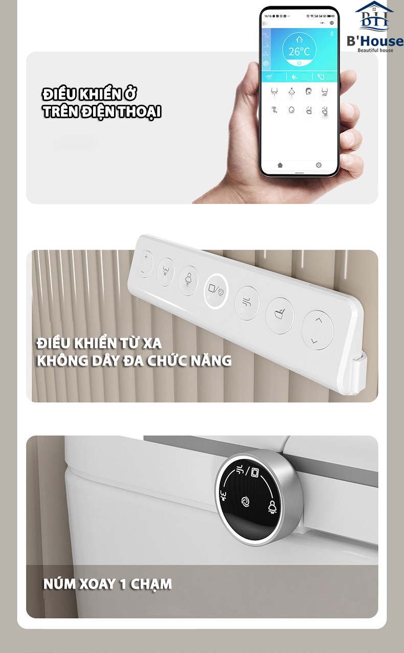 Bồn cầu thông minh giá rẻ, bồn cầu điện tử tự động BC 6938