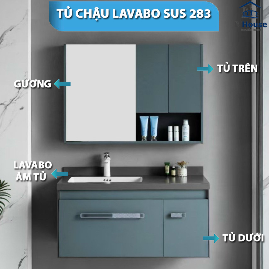 Bộ Tủ Gương Phòng Tắm, Tủ Lavabo Đẹp, Tủ Lavabo Phòng Tắm SUS 283