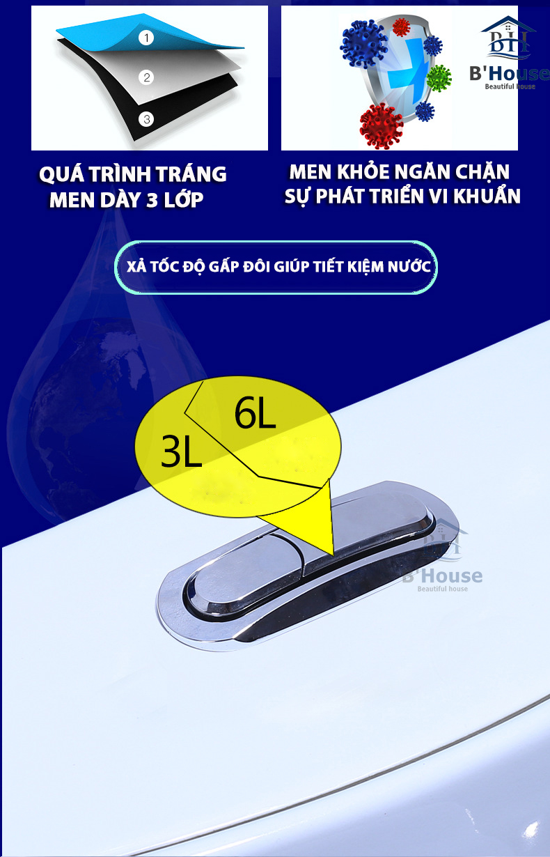 Bồn Cầu Liền Khối Cao Cấp BC 805