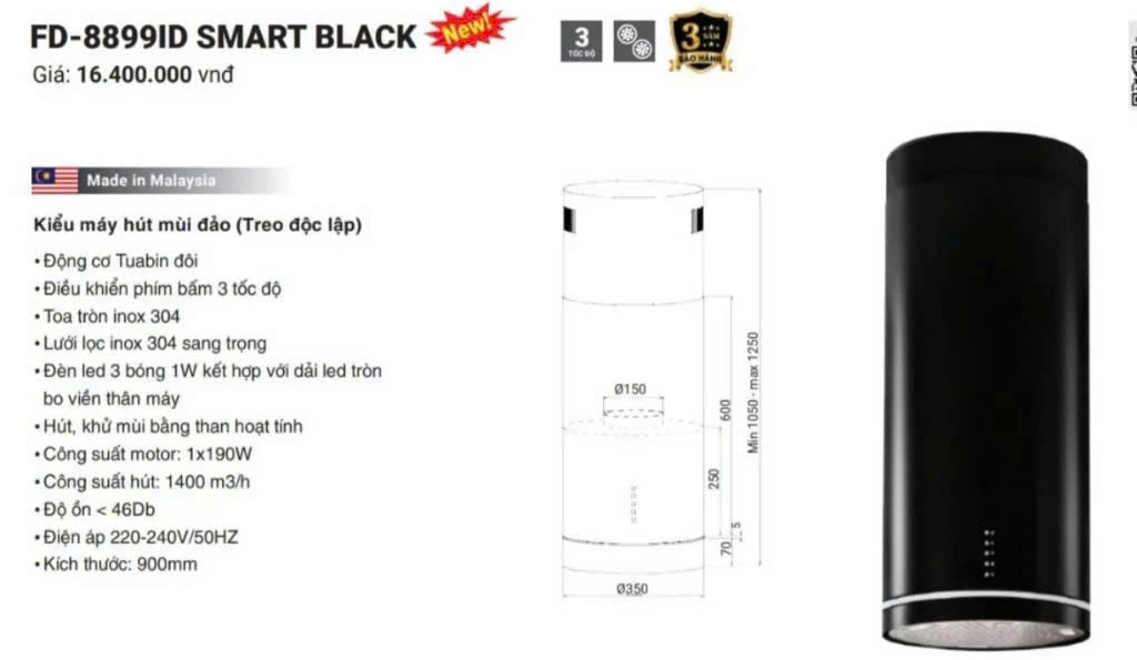 Máy hút mùi Canzy CZ 7038GBB | CZ 7038GB | Mẫu máy độc lập | Máy hút mùi đảo