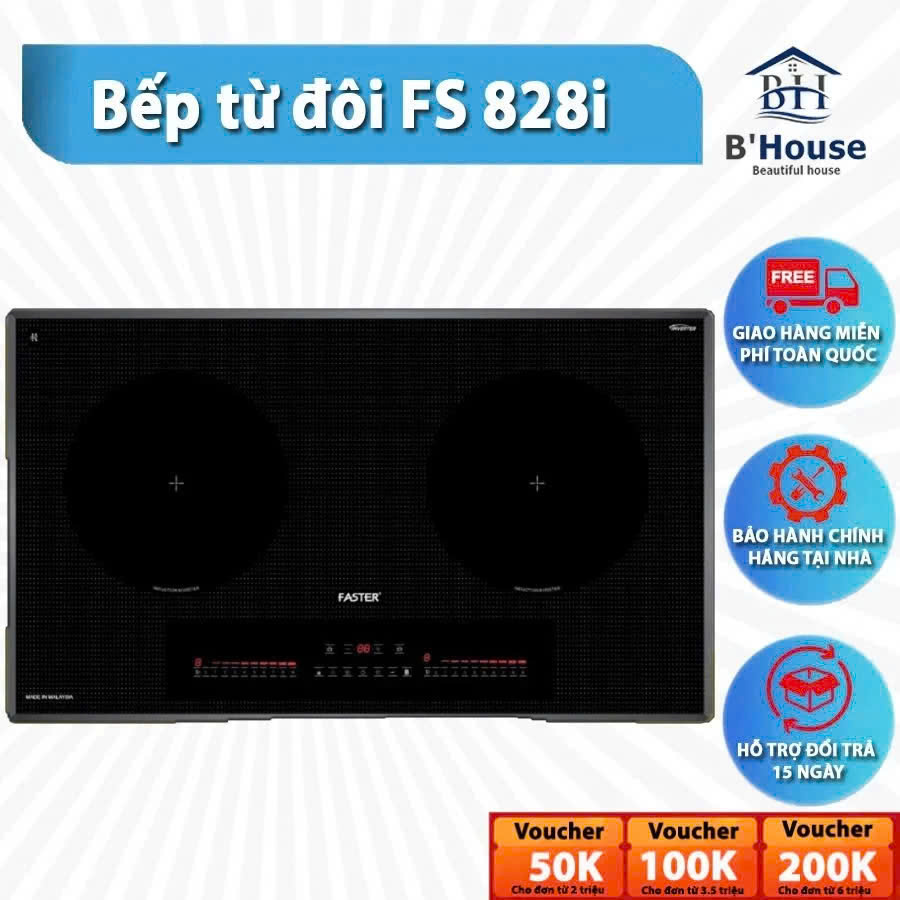 bếp từ đôi Faster FS 828i bếp từ Faster FS 828i bếp từ 2 vùng nấu Faster