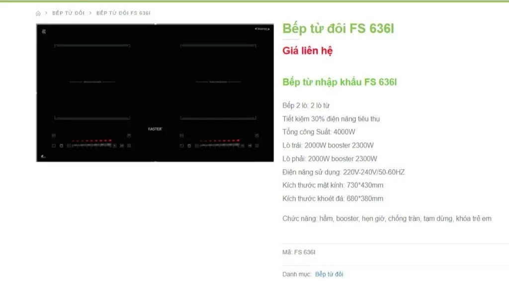 bếp từ Faster FS-9989IN seri 6.0 bếp từ Faster bếp từ Malaysia nhập khẩu
