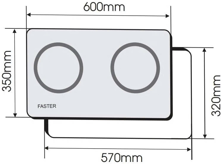 bếp từ đôi tiết kiệm điện bếp từ Faster mặt kính đen sang trọng bếp từ 2 vùng nấu Faster 600i