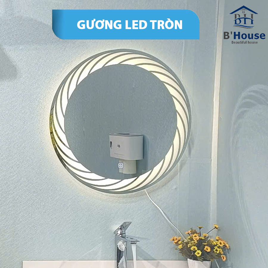 Gương led tròn vòng xoáy