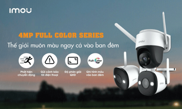 Camera imou ngoài trời có màu ban đêm 4mp hỗ trợ việc ghi hình ban đêm sắc nét tuyệt đối