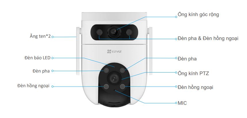Camera 2 ống kính ngoài trời Ezviz H9c 6 Mb