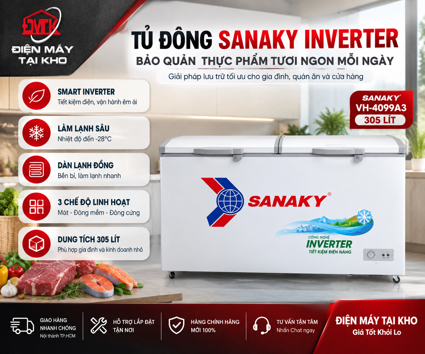 Tủ Đông Sanaky Inverter Loại Nào Tốt? Có Đáng Mua 2026?