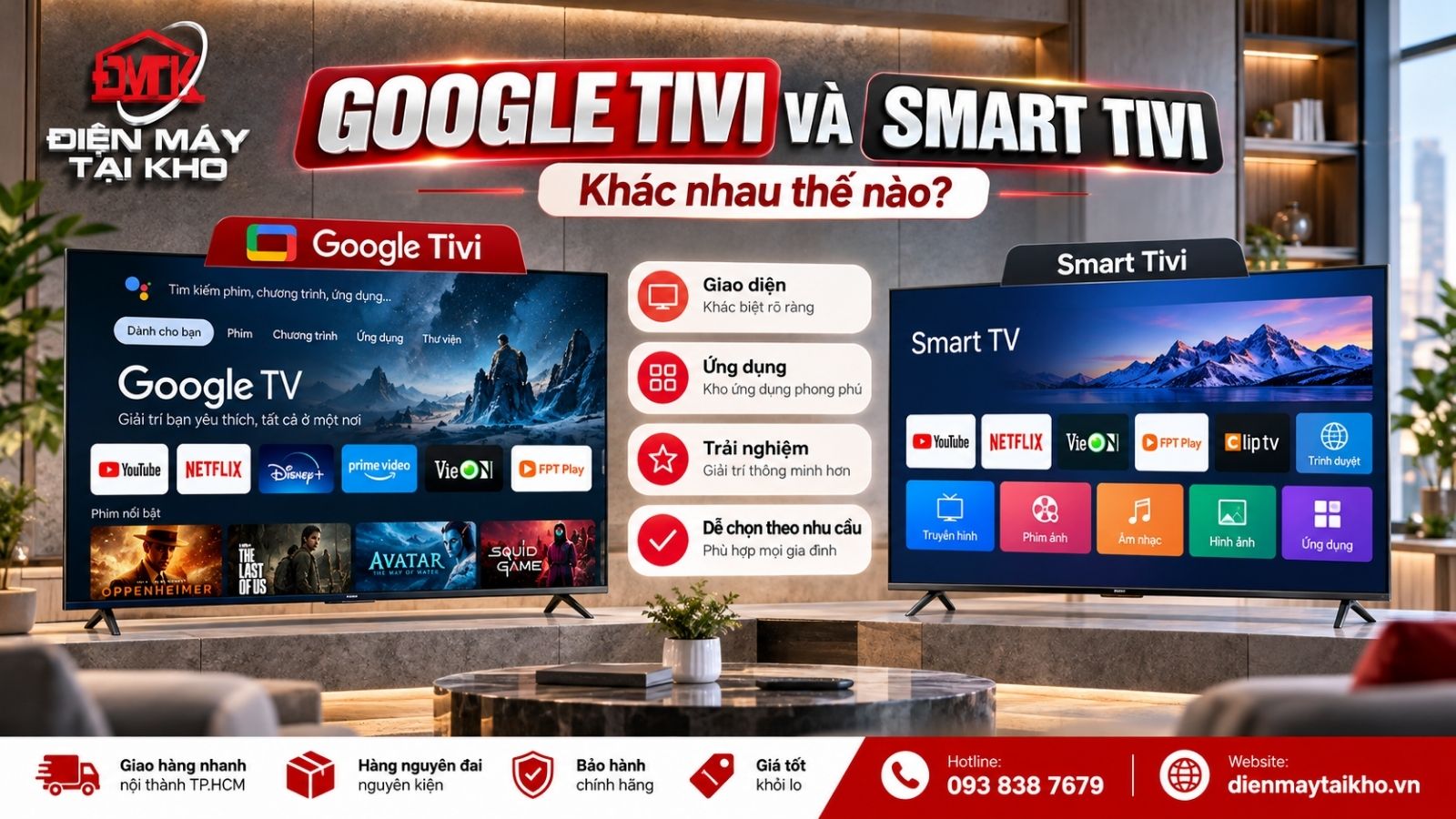 Google Tivi và Smart Tivi khác nhau gì? Loại nào dễ dùng hơn?