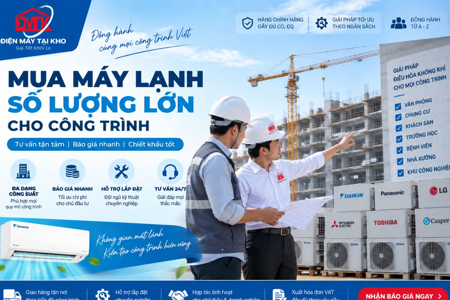 Mua máy lạnh số lượng lớn cho công trình | Tư vấn báo giá