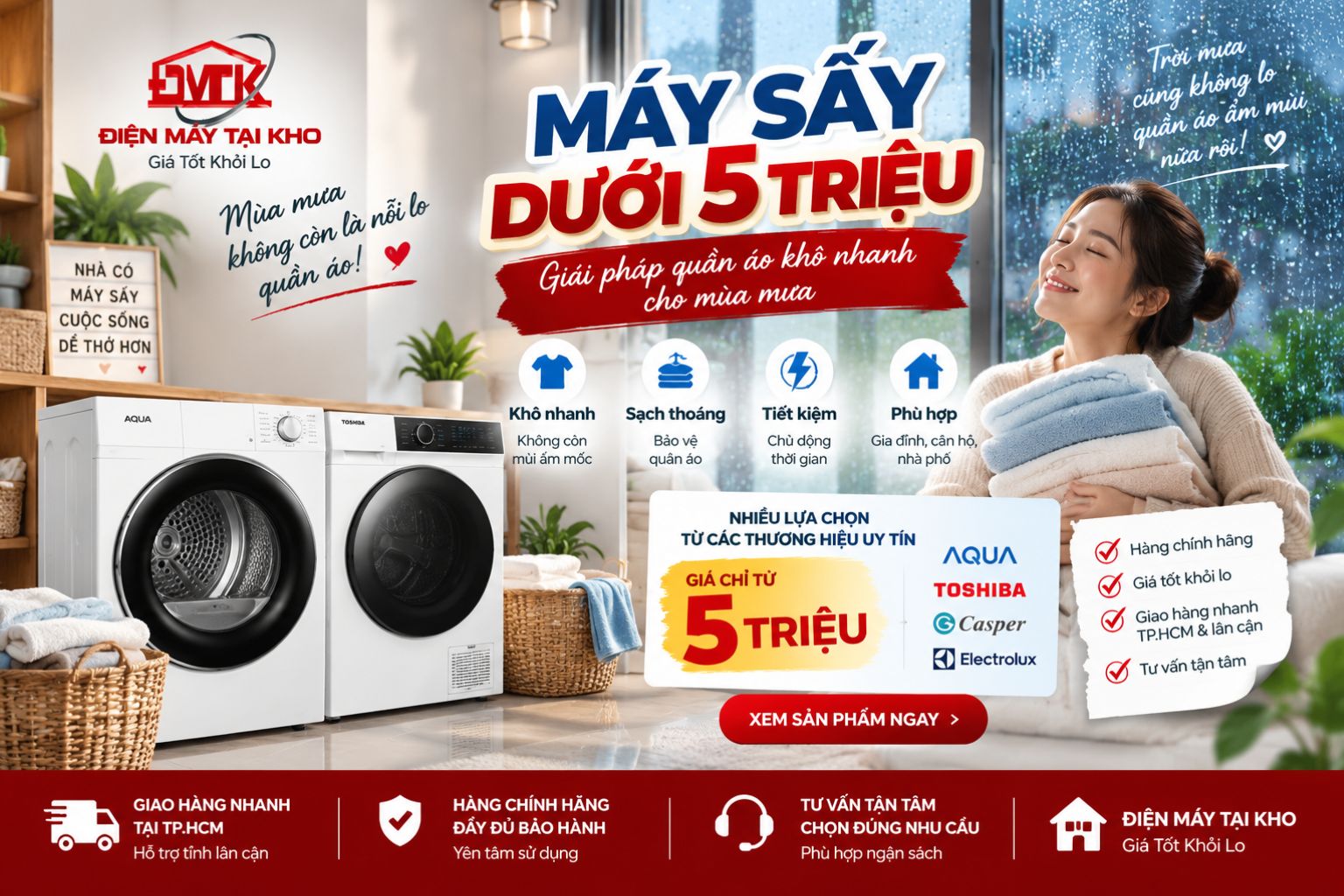 Máy Sấy Dưới 5 Triệu: Nên Mua Loại Nào Vào Mùa Mưa?