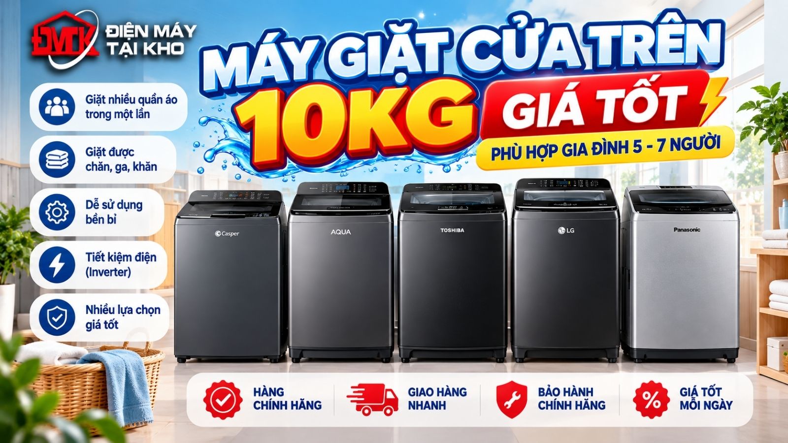 Máy Giặt Cửa Trên 10kg Giá Tốt: Nên Chọn Model Nào 2026?