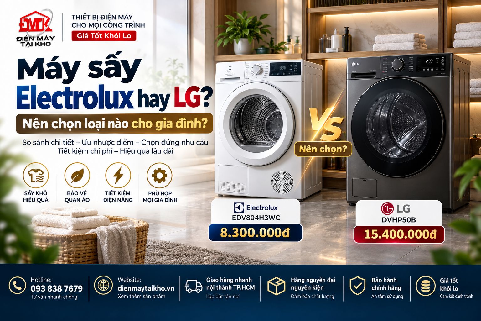 Máy sấy Electrolux hay LG tốt hơn? So sánh chi tiết.