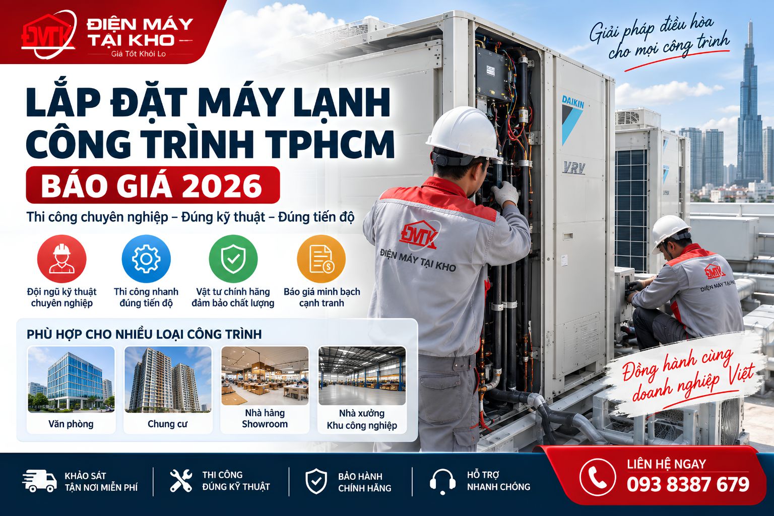 Lắp Đặt Máy Lạnh Công Trình TPHCM – Báo Giá 2026