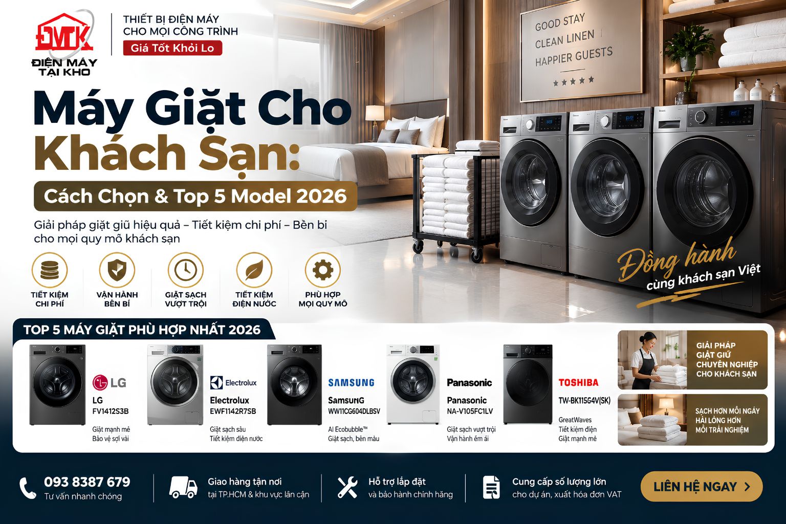 Máy Giặt Cho Khách Sạn: Cách Chọn & Top 5 Model 2026