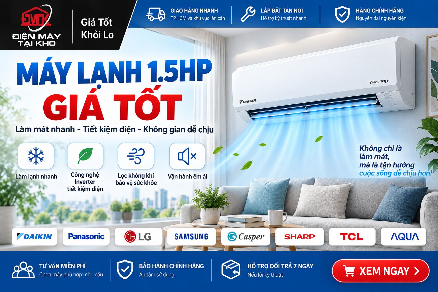 Máy Lạnh 1.5HP Giá Tốt. Tìm Hiểu Các Chức Năng Nổi Bật