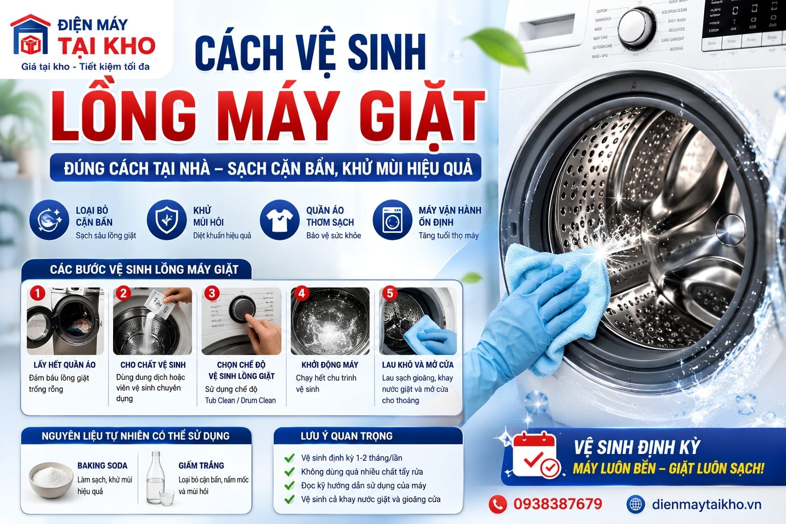 Cách Vệ Sinh Lồng Máy Giặt Đúng Cách Tại Nhà