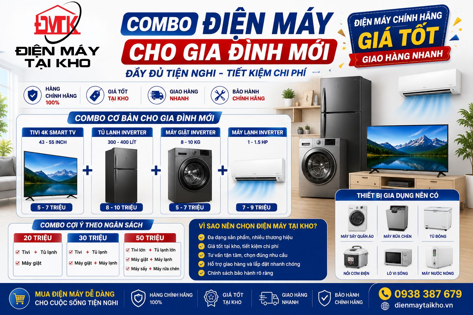 Combo Điện Máy Cho Gia Đình Mới: Nên Mua Gì Để Đầy Đủ Và Tiết Kiệm?