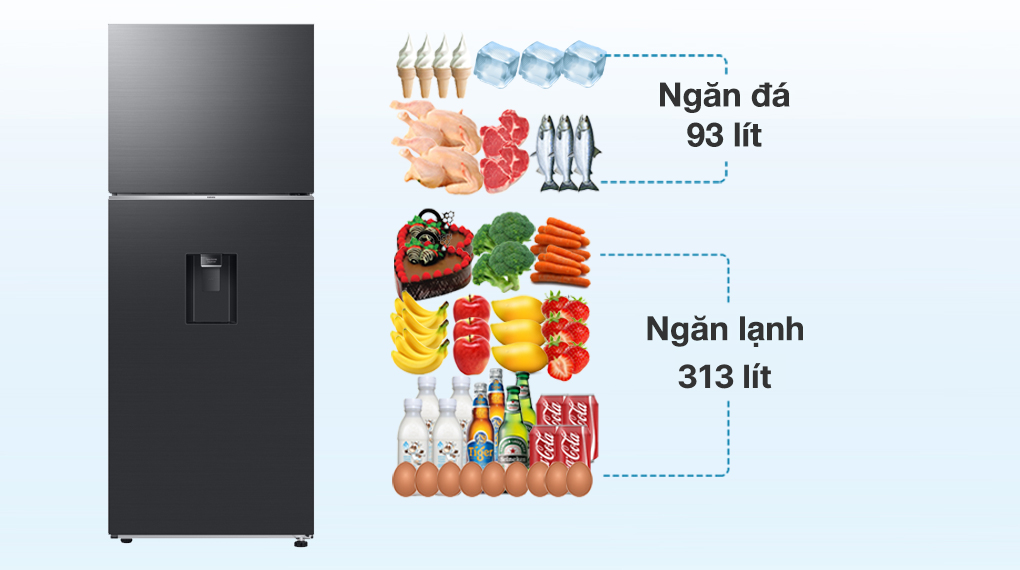Các ngăn của Tủ lạnh Samsung Inverter 406 lít RT42CG6584B1SV được phân chia lý tưởng để phù hợp với nhiều nhu cầu sử dụng