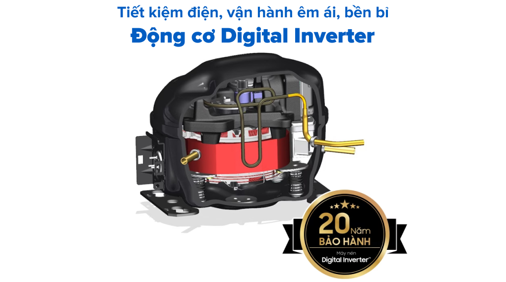 Tủ lạnh Samsung Inverter 348 lít RT35CG5424B1SV được bảo hành động cơ đến 20 năm đối với sản phẩm được mua từ ngày 01/11/2022