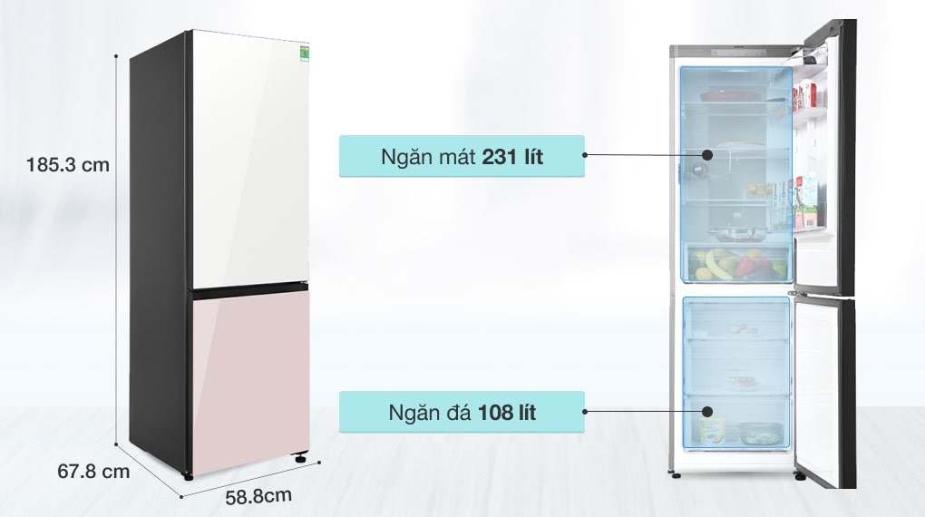 Tủ lạnh Samsung Inverter 339 lít RB33T307055/SV có dung tích phù hợp cho gia đình có ít thành viên hoặc có nhu cầu lưu trữ thực phẩm không nhiều