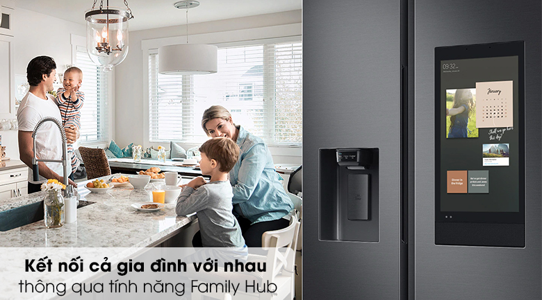 Căn bếp nhà bạn trở nên ấm áp nhờ những tiện ích thông minh của Tủ lạnh Samsung Inverter 616 lít Side By Side Family Hub RS64T5F01B4/SV