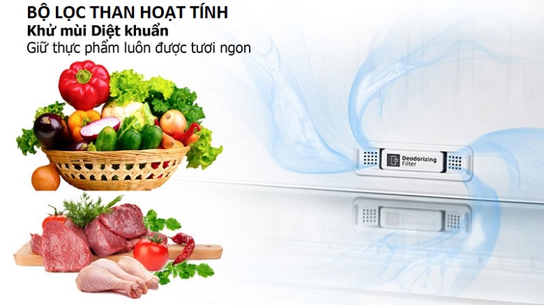 Tủ lạnh Samsung Inverter 655 lít RS62R5001M9/SV có không khí bên trong luôn trong lành nhờ bộ lọc than hoạt tính hoạt động hiệu quả