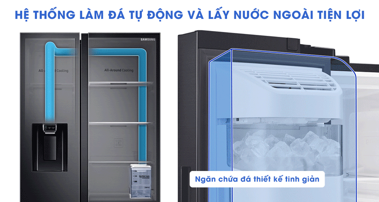 Tận hưởng đá lạnh ngay tức thì với tủ lạnh Samsung Inverter 635 lít Side By Side RS64R5301B4/SV