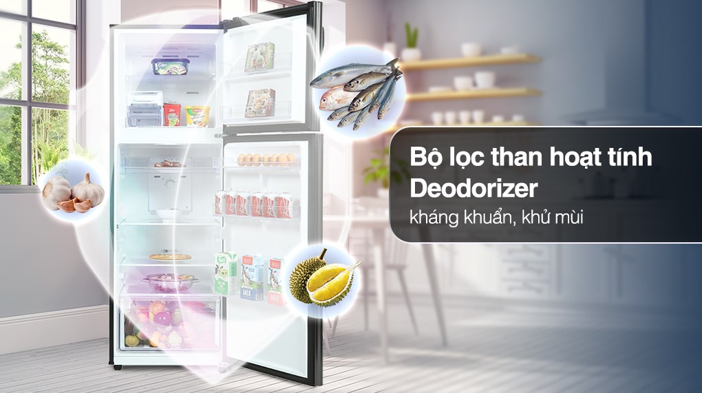 Bộ lọc than hoạt tính loại bỏ 99% vi khuẩn gây hại và mùi hôi bên trong tủ lạnh Samsung Inverter 322 Lít RT32K503JB1/SV
