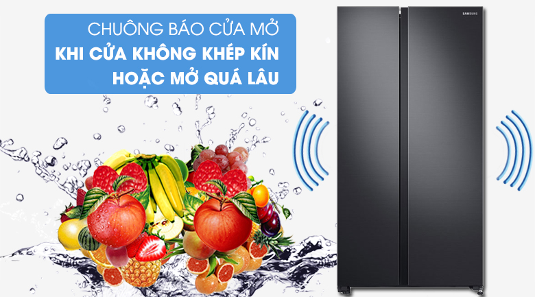 Chuông báo cửa mở thông minh tránh lãng phí điện năng của tủ lạnh Samsung Inverter 655 lít Side By Side RS62R5001B4/SV