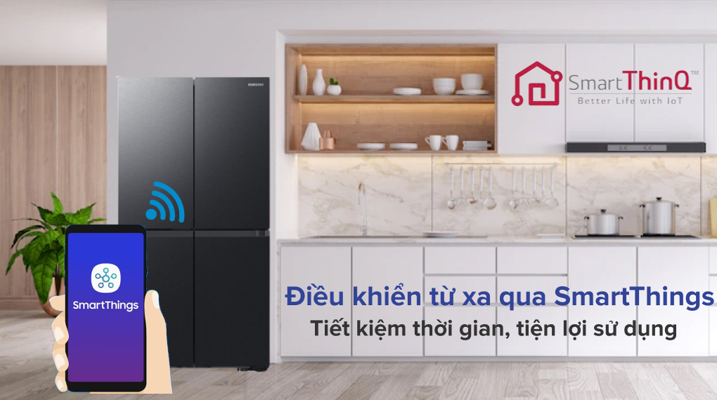 Tiết kiệm điện năng sử dụng và điều khiển tủ lạnh từ xa qua ứng dụng SmartThings