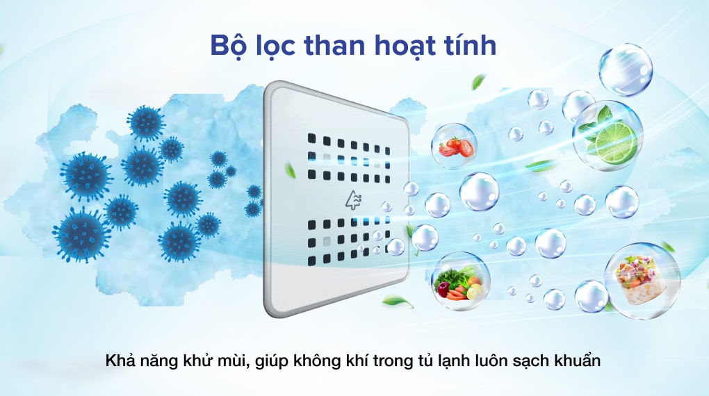 Tủ lạnh Samsung Inverter 339 lít RB33T307055/SV có khả năng kháng khuẩn và khử mùi vượt trội nhờ bộ lọc than hoạt tính