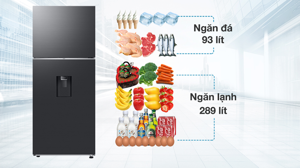 Ngăn đá và ngăn lạnh Tủ lạnh Samsung Inverter 382 lít RT38CG6584B1SV