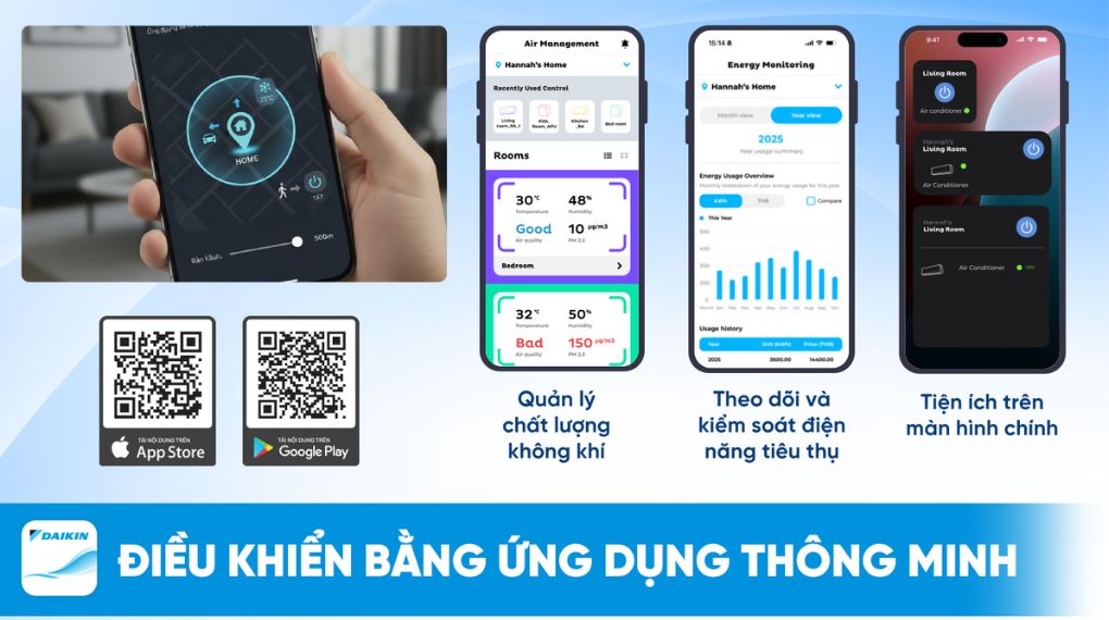 Điều khiển Daikin FTKM35AVMV qua ứng dụng DAIKIN AIR SELECT