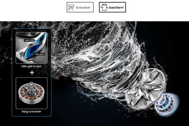 Samsung WA40F95E1CSV mâm giặt Dual Storm