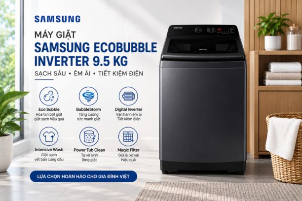 Máy giặt Samsung WA40F95E1CSV 9.5 kg